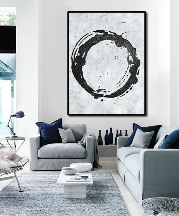 Large Abstract Painting,Black And White Minimal Painting On Canvas - Contemporary Art Canvas Painting